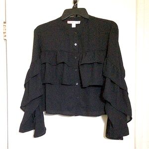 Watermelon Sugar Chiffon Ruffle Blouse NWT